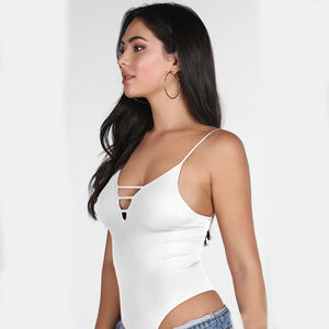 Seamless Ribbed Ladders Bodysuit, White